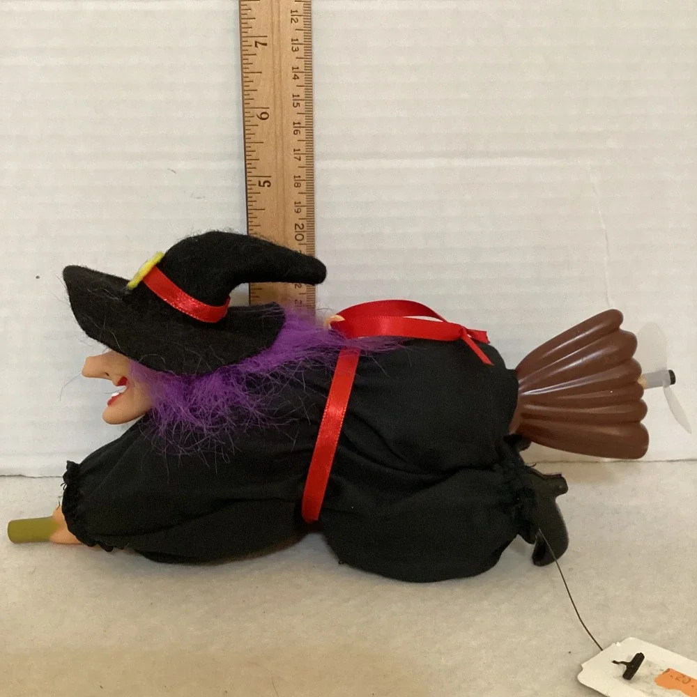 Vintage Halloween Witch on Broom Propeller Broomstick Decoration Ornament